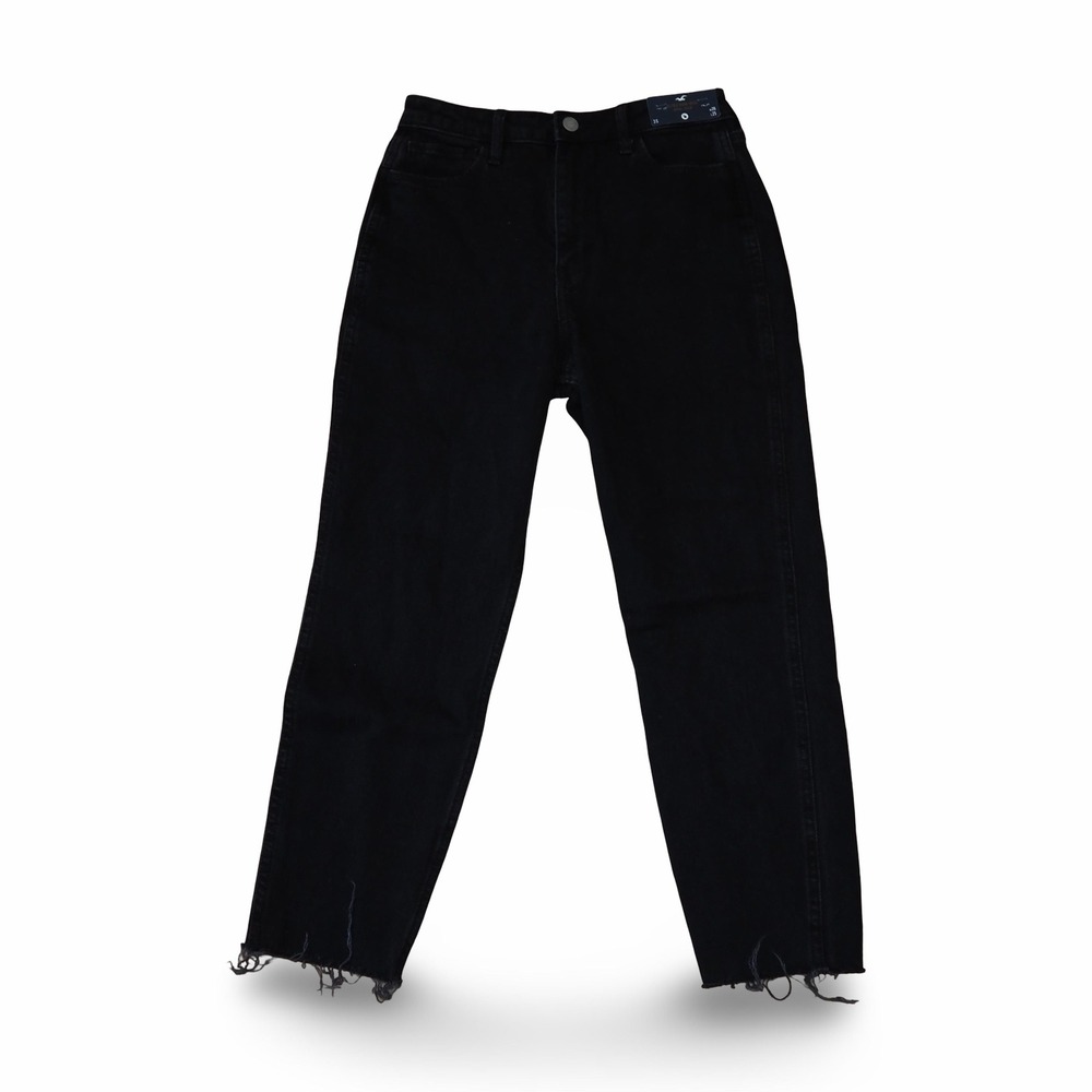 Hollister Ultra High Rise Mom Jeans Women's 3S W26 L25 Black Raw Hem NWT